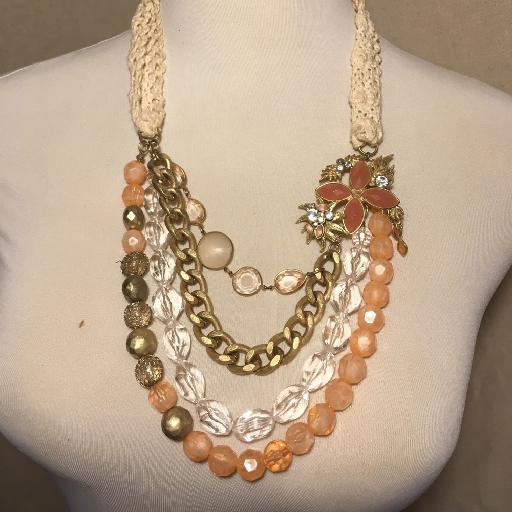 Anthropologie macrame & charm necklace